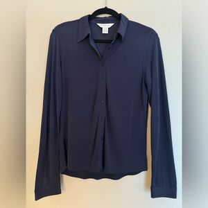 NWOT Brooks Brothers navy silk button down. Size Small.